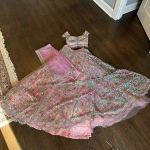 XS Pink Bejeweled Lehenga